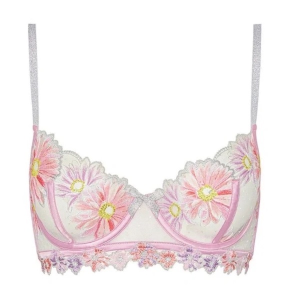 New! For Love And Lemons Aster Embroidered Underwire floral Bra 10195 - Picture 2 of 10
